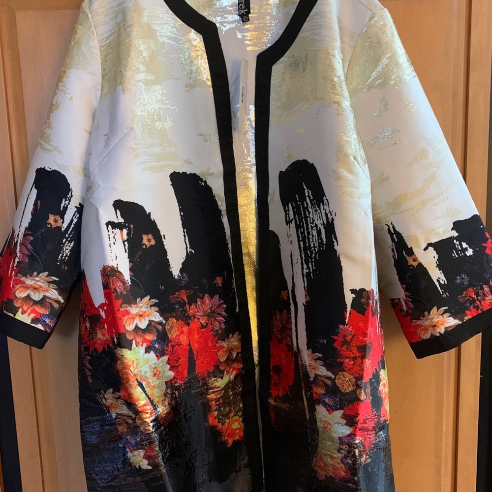 Artsy Mulitcolor Metallic Duster-Plus Size 2x